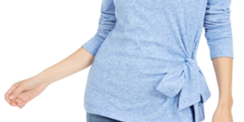 Inc International Concepts Women's Side-Tie Top Inkberry Blue Size S