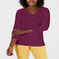 Karen Scott Women's Eyelet V Neck Cotton Top Purple Size Petite L