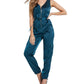 Guess Women's Sleeveless V Neck Party Jumpsuit Green Size 10
