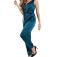 Guess Women's Sleeveless V Neck Party Jumpsuit Green Size 10