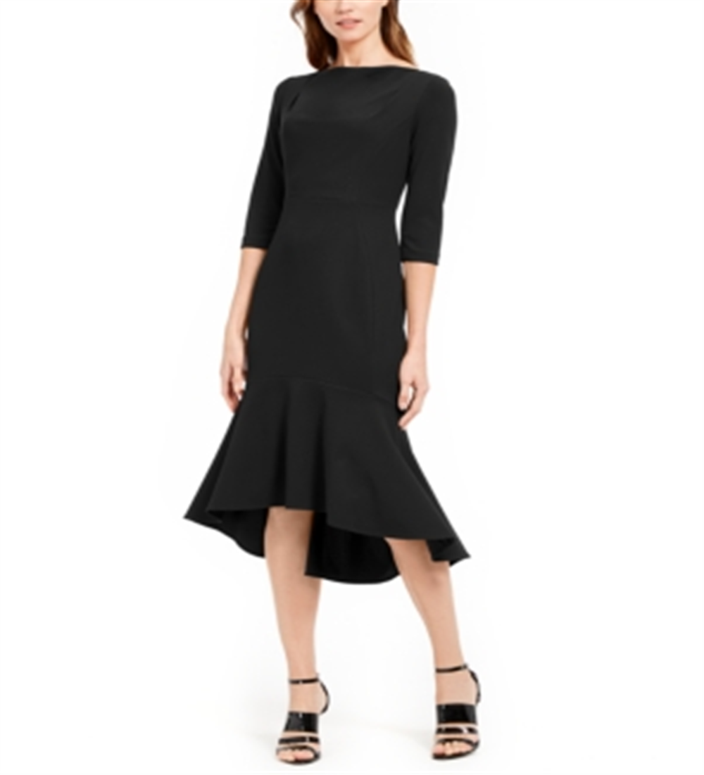 Calvin Klein Women's Ruffled-Hem MIDI Dress Black Size 4