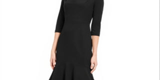 Calvin Klein Women's Ruffled-Hem MIDI Dress Black Size 4