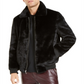 INC Men's Onyx Faux Fur Bomber Jacket  Black Comb Black Size XXL