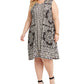 Style & Co Women's Plus Printed Sleeveless Dress Black Size 3X