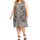 Style & Co Women's Plus Printed Sleeveless Dress Black Size 3X