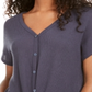 Pink Rose Junior's Tie Front Thermal Top Blue Size Small