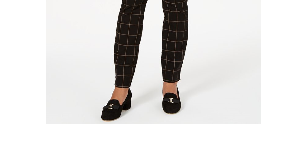 Charter Club Women's Windowpane Plaid Pants Black Size 10P