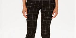 Charter Club Women's Windowpane Plaid Pants Black Size 10P