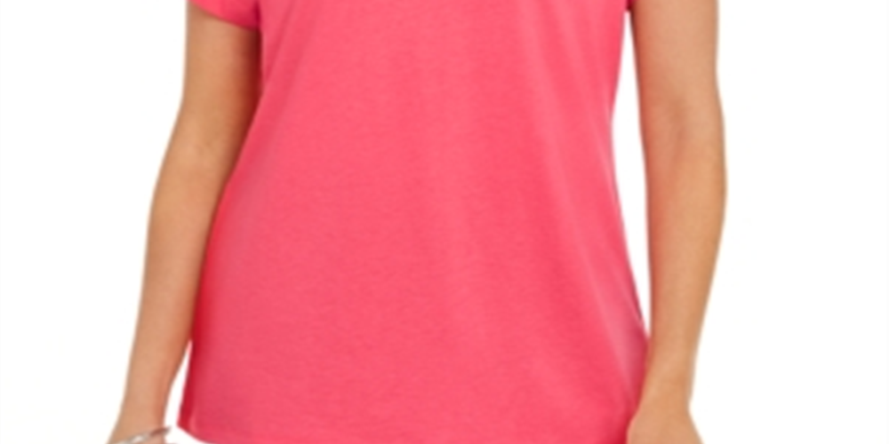 Karen Scott Women's Keyhole T-Shirt Pink Size Small