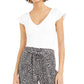 Bar III Women's V Neck Flutter Cap Sleeve Top White Size XX-Large