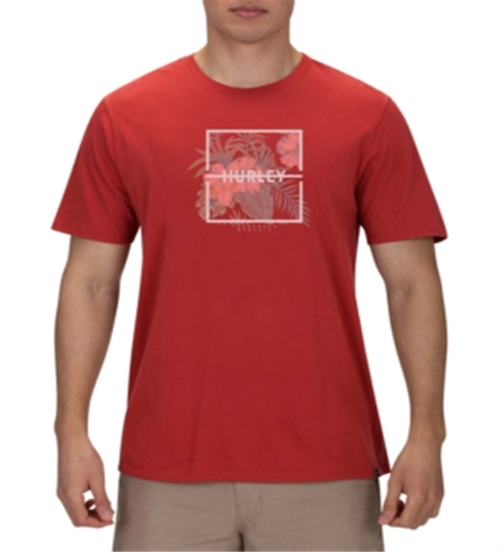 Hurley Men's Floral Break Premium Logo T-Shirt Red Size XXLRG S/S