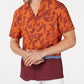 INC International Concepts Men's Nico Camp Button Down Mixed Media Shirt Orange Size XX-Large