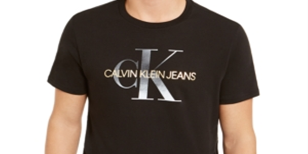 Calvin Klein Men's Jeans Metallic Cotton Logo T-Shirt -Black Size XX-Large