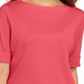 Karen Scott Women's Boa Neck Elbow Sleeve Top Orange Size Small