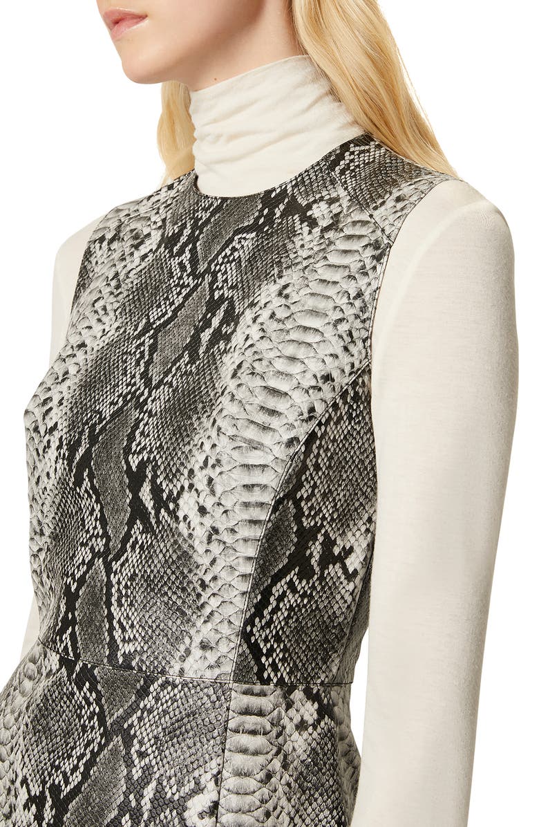 French Connection Women's Snake Print Sheath Dress Gray Size 8