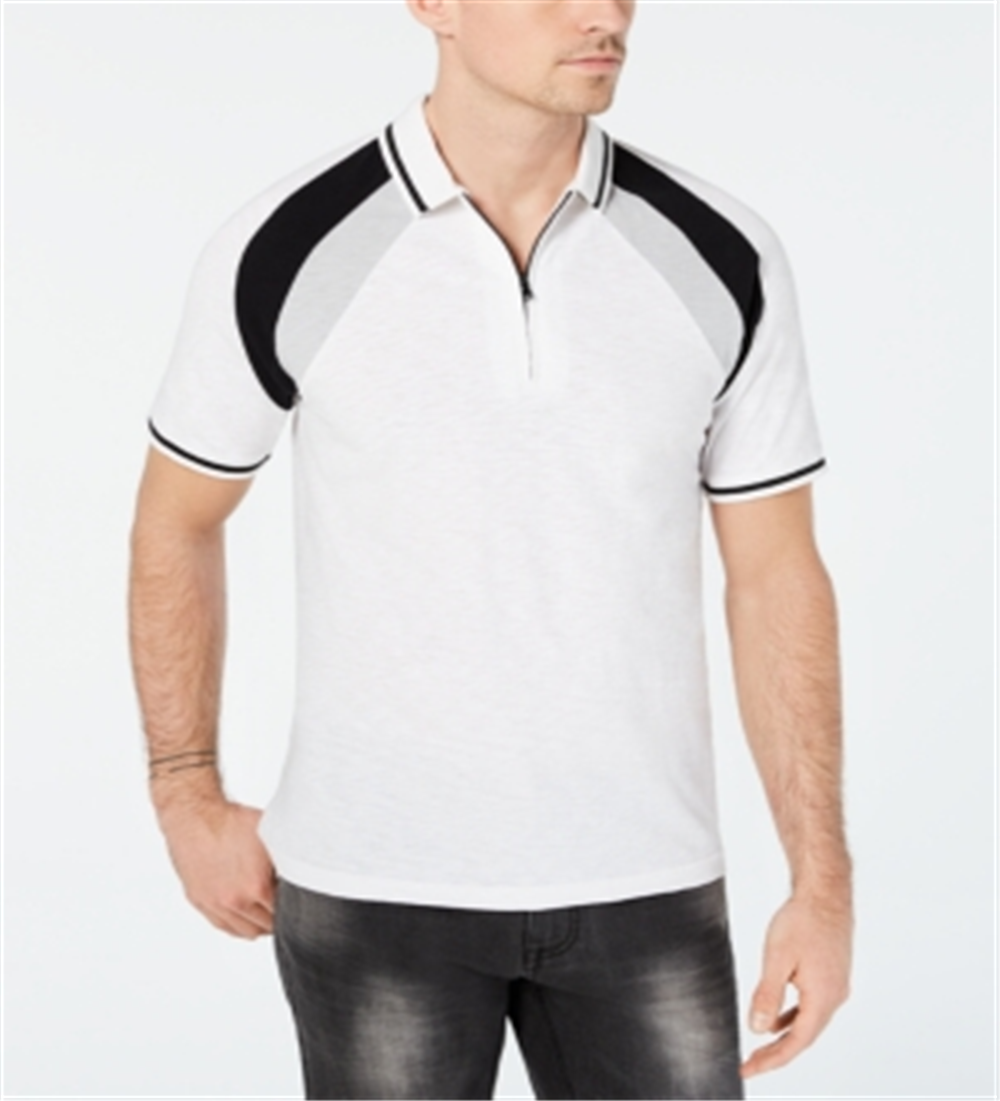 INC International Concepts Men's Colorblocked Polo T-Shirt White Size XX-Large