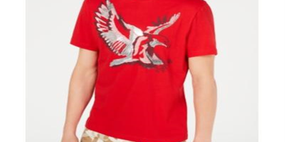 INC International Concepts Men's Metallic Bird T-Shirt  Red Size Medium