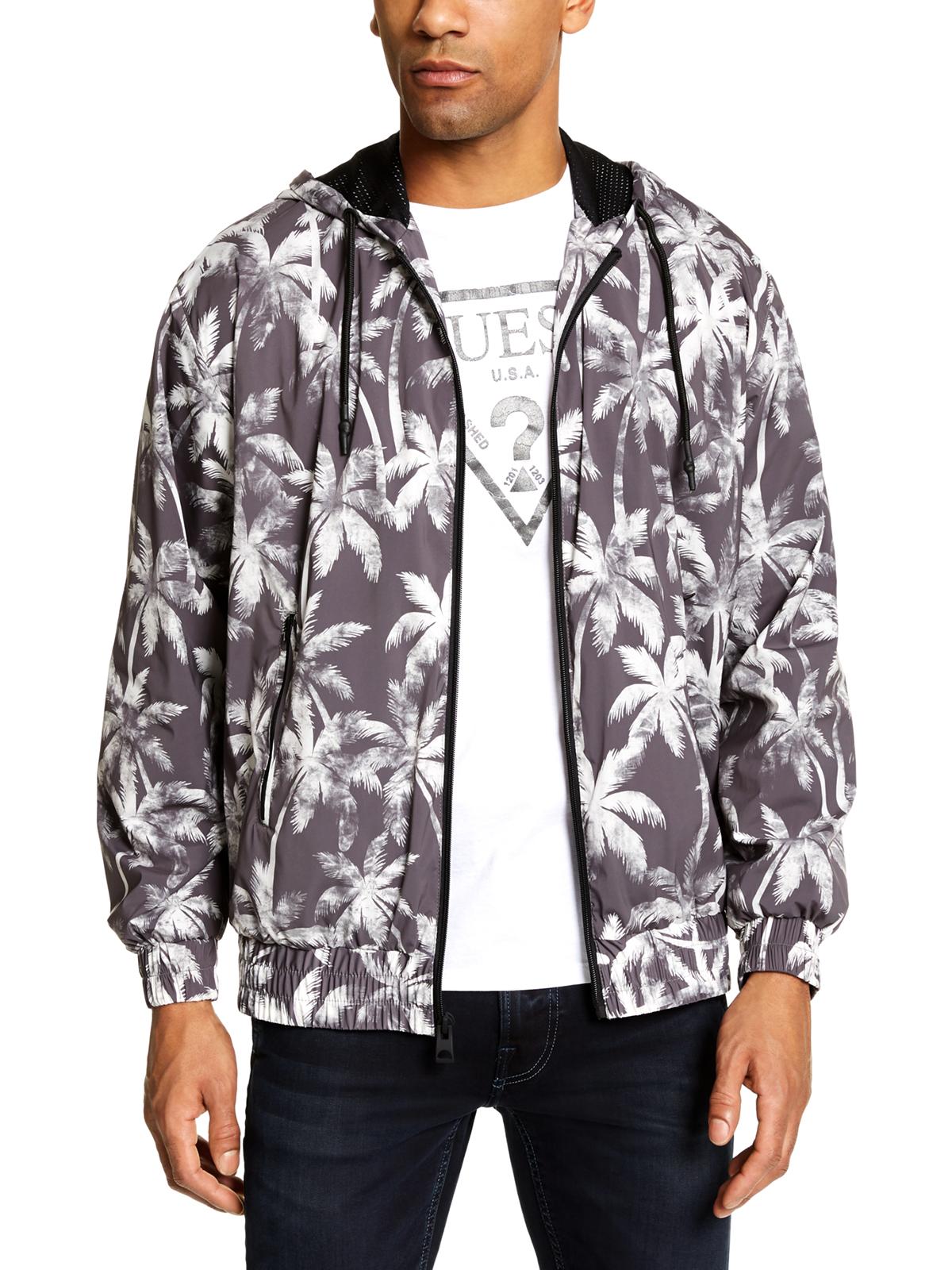 Guess Men's Wind Breaker Jacket All Gray Size X-Large