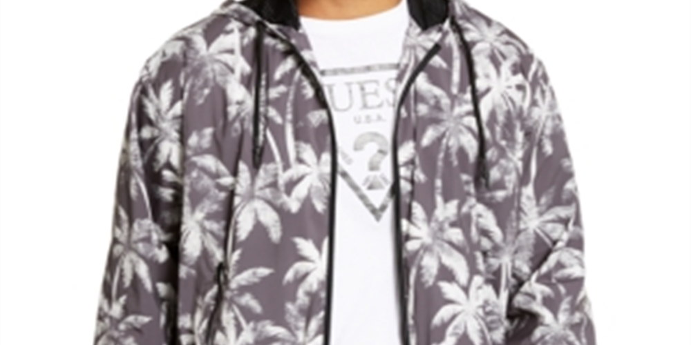 Guess Men's Wind Breaker Jacket All Gray Size X-Large