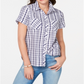 Tommy Hilfiger Women's Plaid Button Down Top Blue Size Small