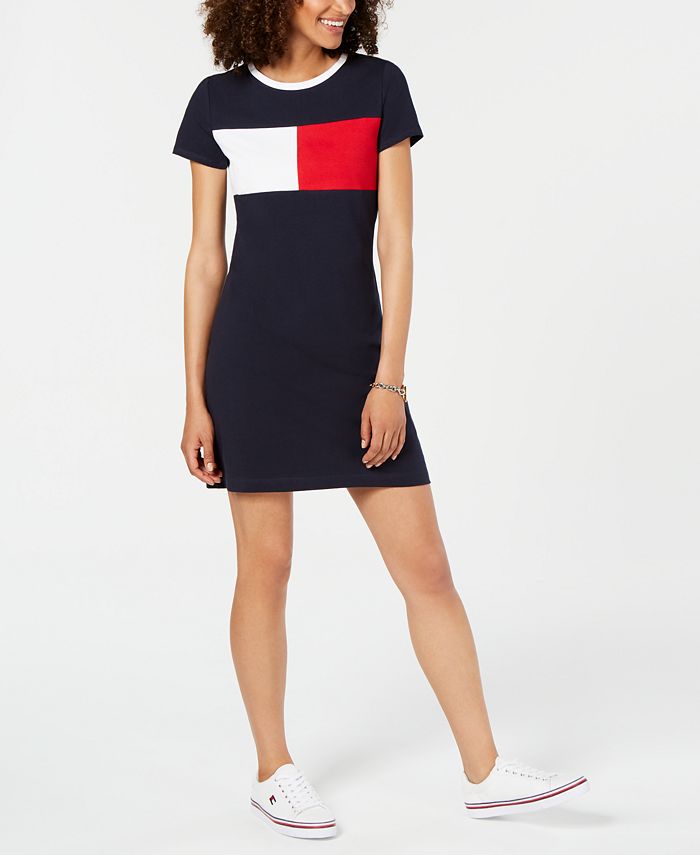 Tommy Hilfiger Women's Logo T-Shirt Dress Navy Size X-Large