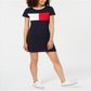 Tommy Hilfiger Women's Logo T-Shirt Dress Navy Size X-Large