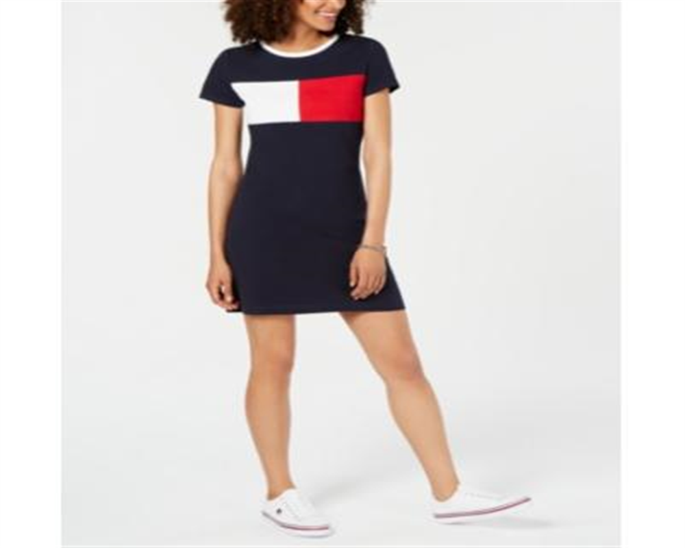 Tommy Hilfiger Women's Logo T-Shirt Dress Navy Size X-Large