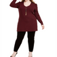 INC International Concepts Women's Puff Shoulder V Neck Tunic Wine Size 0X