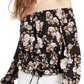 Ultra Flirt Junior's Smocked Off the Shoulder Top Black Size Large