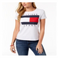 Tommy Hilfiger Women's  Cotton Embroidered Logo T-Shirt White Size 2XL