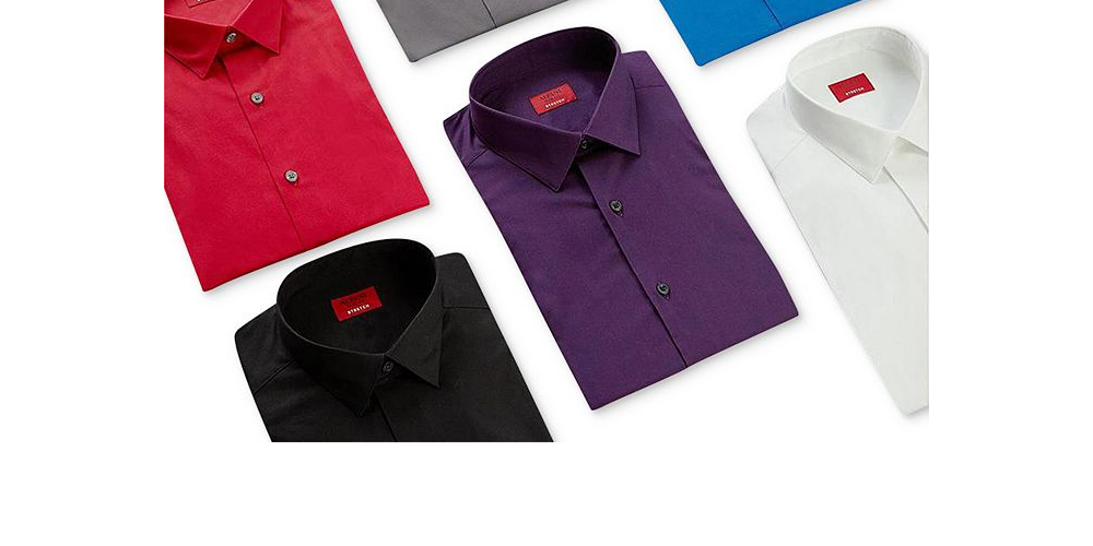 Alfani Men's Spectrum Slim-Fit Button Up Dress Shirt Red Size 16"-16.5" Neck 34"-35" Sleeve.