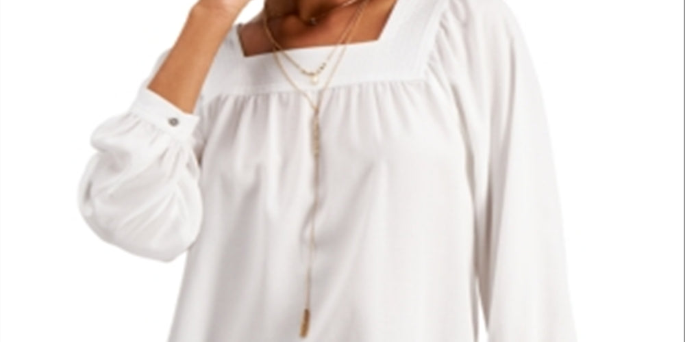 Style & Co Women's Square Neck Top White Size Small
