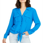 INC International Concepts Women's Tie Front Shirt Blue Size XX-Large