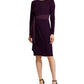 Ralph Lauren Women's Satin Trim Long Sleeve Dress Purple Size 6 Petite