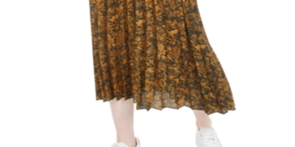 Bar III Women's  Tie MIDI Accordion Pleat Skirt Yellow Size Medium
