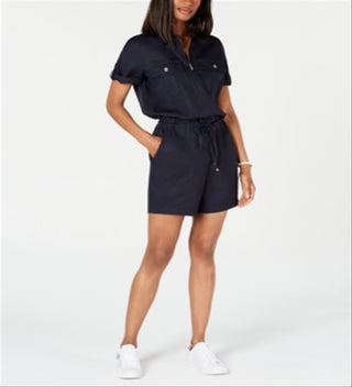 Tommy Hilfiger Women's  Zip-Front Romper Blue Size XS