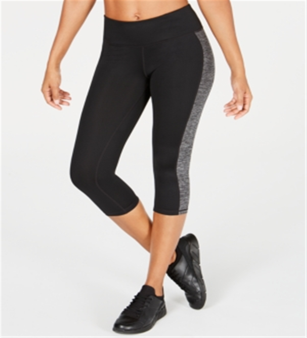 Ideology Women's Colorblocked Cropped Leggings Black Size XL