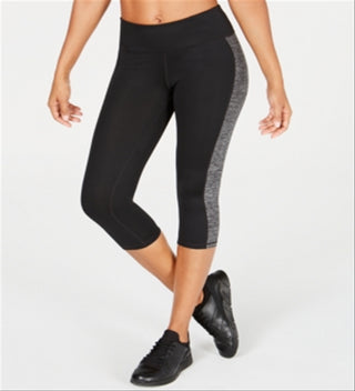 Ideology Women's Colorblocked Cropped Leggings Black Size XL