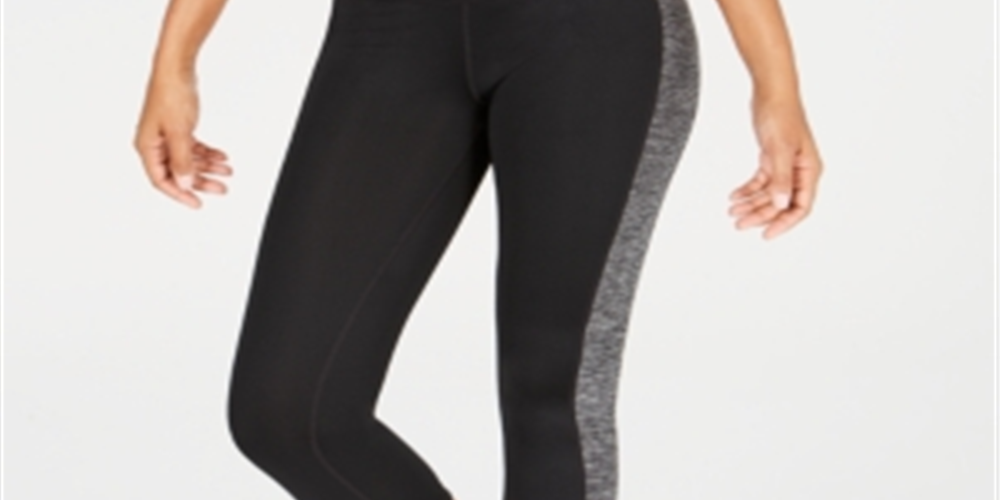 Ideology Women's Colorblocked Cropped Leggings Black Size XL