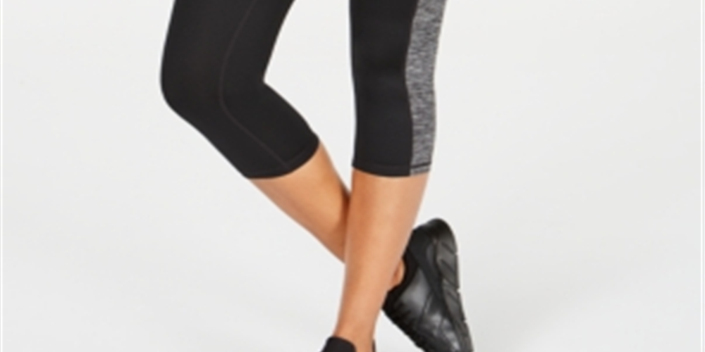 Ideology Women's Colorblocked Cropped Leggings Black Size XL