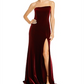 Avery G Women's Strapless Velvet Gown Wine Size 8