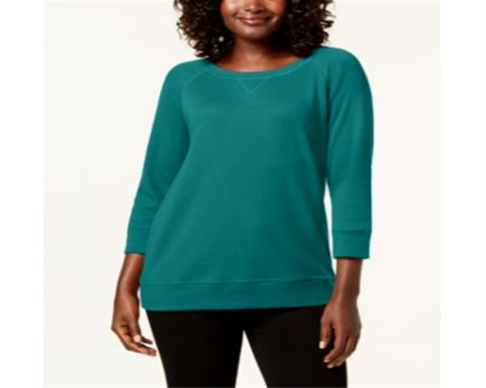 Karen Scott Women's Sport Scoop Neck Top Green Size XX-Large