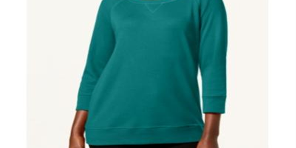 Karen Scott Women's Sport Scoop Neck Top Green Size XX-Large