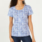Karen Scott Women's Printed Scoop Neck T-Shirt Blue Size Medium