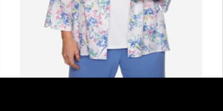 Alfred Dunner Women's the Summer Wind Layered Look Top White Multi Size Petite X-Large