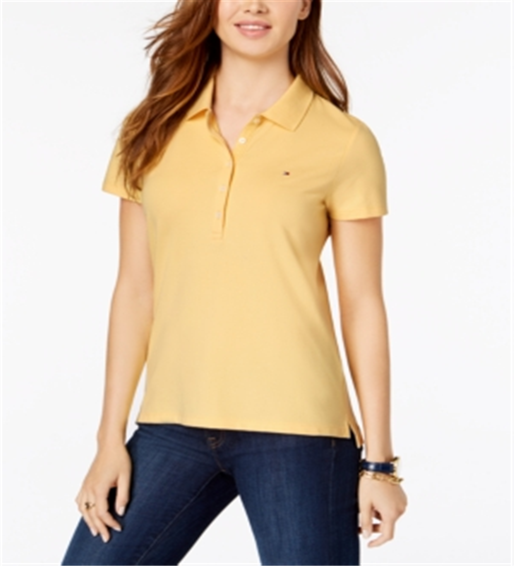Tommy Hilfiger Women's Core Polo Shirt Yellow Size XX-Large