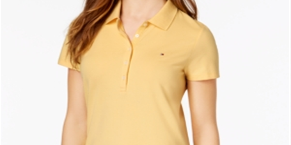 Tommy Hilfiger Women's Core Polo Shirt Yellow Size XX-Large