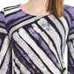 Alfani Women's Petite Printed Pointed-Hem Top  Art Stripe Purple Size PXL