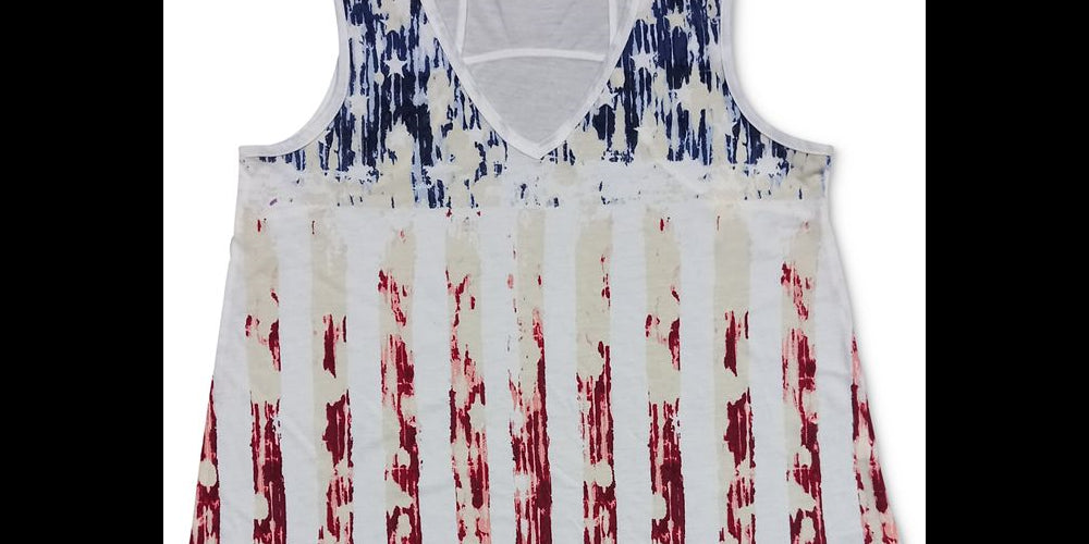 Style & Co Women's Flag Graphic Tank Top White Size Small