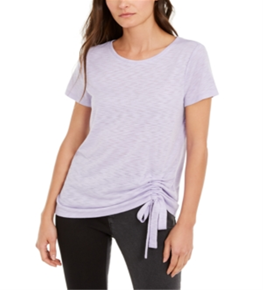 INC International Concepts Women's Ruched T-Shirt Purple Size S
